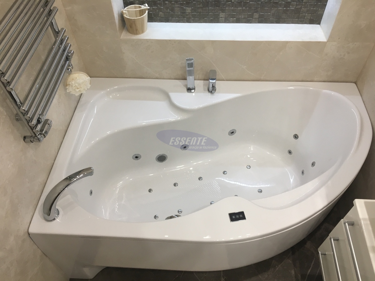 Corner asymmetric whirlpool bathtub ExclusiveLine series, model ORUNA