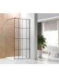 Black Walk-in wall shower enclosure 8 mm transparent toughened safety glass - 3