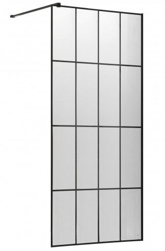 FLIT Walk-In black wall shower enclosure 90x190 cm safety glass 8 mm